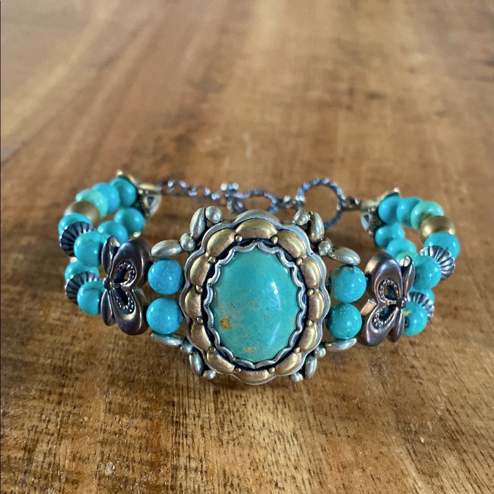 Carolyn Pollack Turquoise & Sterling Silver, Copper & Brass Bracelet